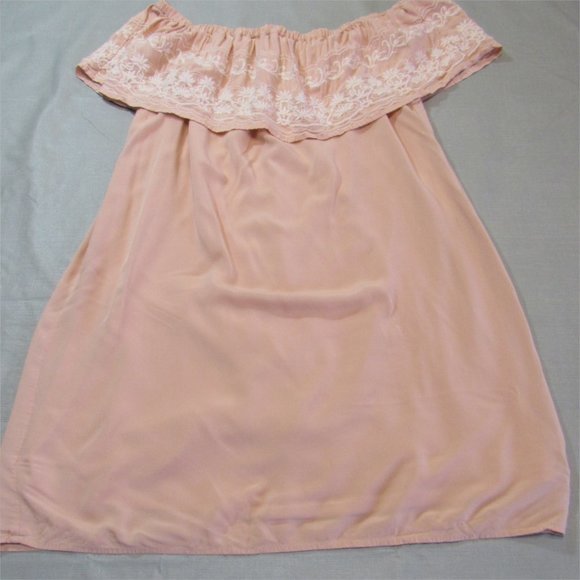 Love Tree Off Shoulder Boho Top Embroider Lined Peachy Pink Women's Large - Picture 1 of 10